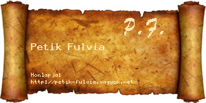 Petik Fulvia névjegykártya